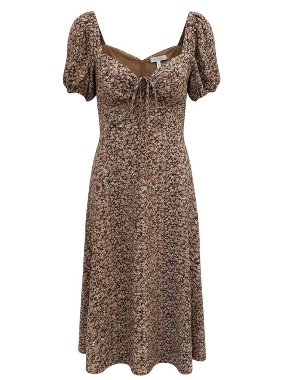 ASTR The Label Floral Midi Dress Puff Sleeve Sweetheart Neck Cottagecore Size M